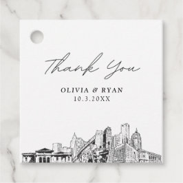Detroit Skyline bruiloft Bedankjes Labels