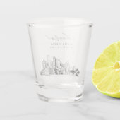 Detroit Skyline bruiloft gunst Cheers Shot Glass Glas (Achterkant)