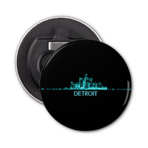 Detroit Skyline Button Flesopener
