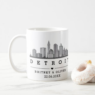 DETROIT Skyline – Custom Wedding favor Koffiemok