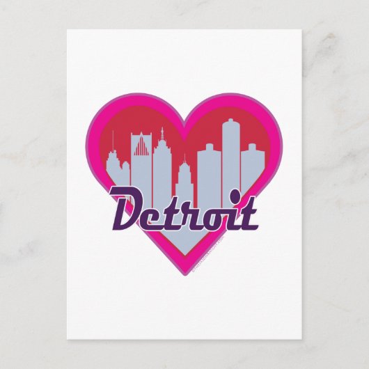 Detroit Skyline Heart Briefkaart (Voorkant)