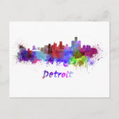 Detroit skyline in watercolor briefkaart (Voorkant)