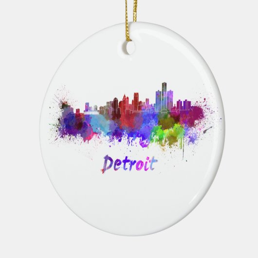 Detroit skyline in watercolor keramisch ornament (Links)