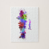 Detroit skyline in watercolor legpuzzel (Verticaal)