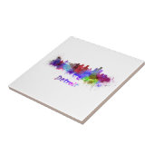 Detroit skyline in watercolor tegeltje (Zijkant)