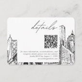 Detroit Skyline Kleine bruiloft Details QR Code RS Informatiekaartje (Voorkant)