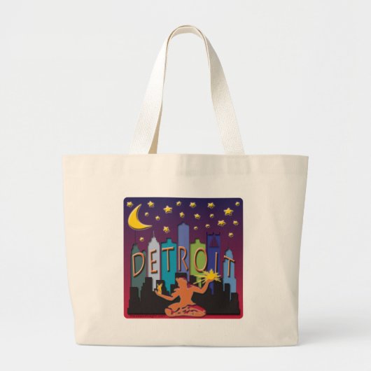 Detroit Skyline Mega Color Grote Tote Bag (Voorkant)