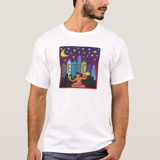 Detroit Skyline Mega Color T-shirt (Voorkant)
