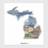 Detroit Skyline Michigan Sticker (Vel)