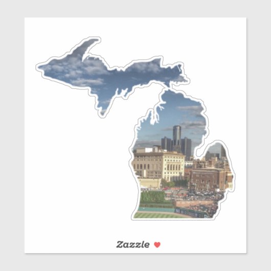 Detroit Skyline Michigan Sticker (Vel)