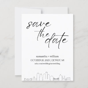 Detroit Skyline MINIMALIST Save the Date Kaart