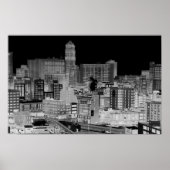Detroit Skyline Negatief Poster (Voorkant)