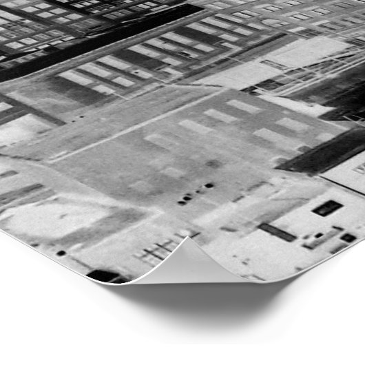 Detroit Skyline Negatief Poster (Hoek)