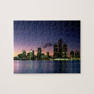 Detroit Skyline op Dusk 2 Legpuzzel