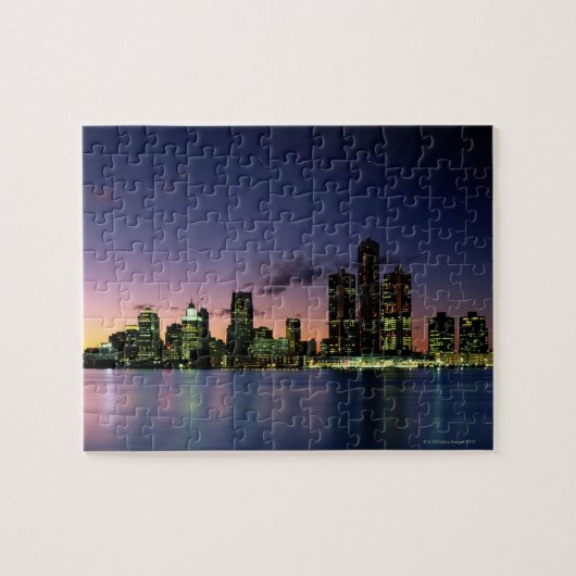 Detroit Skyline op Dusk 2 Legpuzzel (Horizontaal)