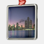 Detroit Skyline op Dusk 2 Metalen Ornament (Links)
