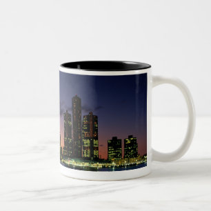 Detroit Skyline op Dusk 2 Tweekleurige Koffiemok