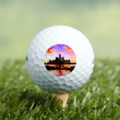 Detroit Skyline op Sunset Golfballen (Insitu Shirt)