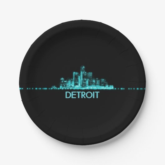 Detroit Skyline Papieren Bordje (Voorkant)