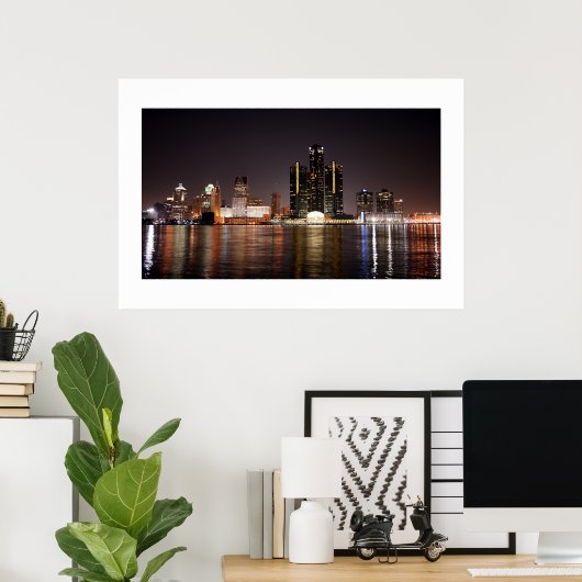 Detroit Skyline Poster (Thuiskantoor)
