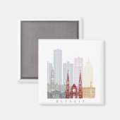 Detroit skyline poster magneet (Voorkant / Achterkant)