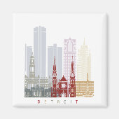 Detroit skyline poster magneet (Voorkant)