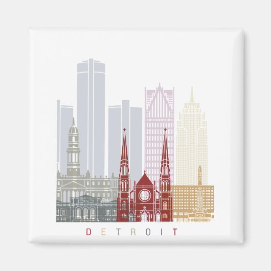 Detroit skyline poster magneet (Voorkant)
