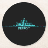 Detroit Skyline Ronde Kartonnen Onderzetter (Voorkant)