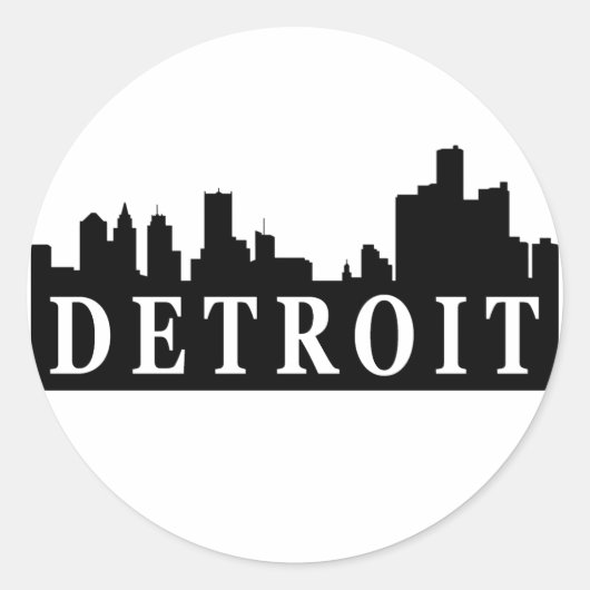 Detroit Skyline Ronde Sticker (Voorkant)