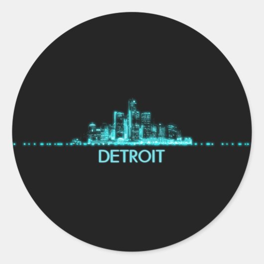 Detroit Skyline Ronde Sticker (Voorkant)