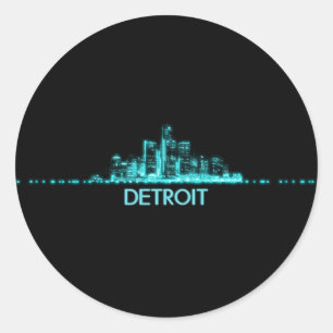 Detroit Skyline Ronde Sticker