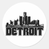 Detroit Skyline Ronde Sticker (Voorkant)