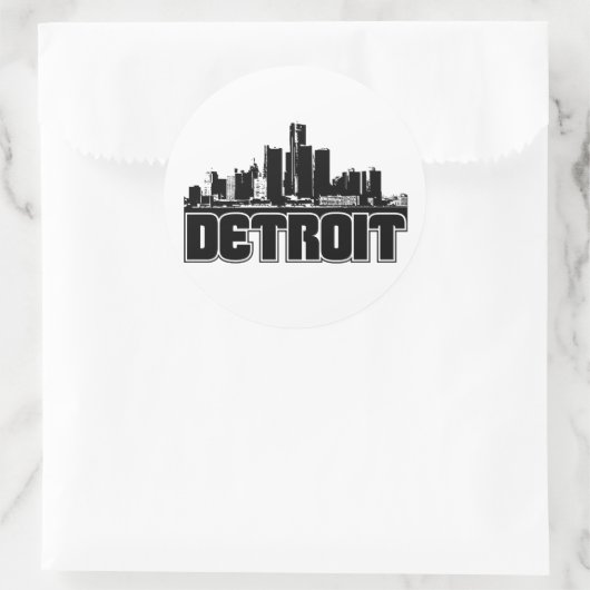 Detroit Skyline Ronde Sticker (Tas)