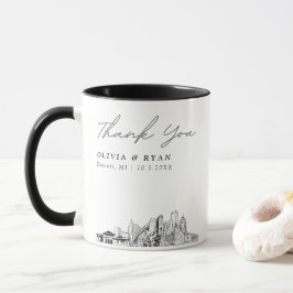 Detroit skyline schets eenvoudige aangepaste bruil mok