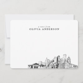 Detroit Skyline Sketch Gepersonaliseerde notitieka Notitiekaartje