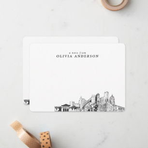 Detroit Skyline Sketch Gepersonaliseerde notitieka Notitiekaartje