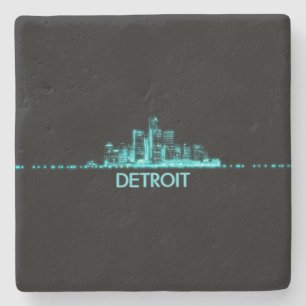 Detroit Skyline Stenen Onderzetter