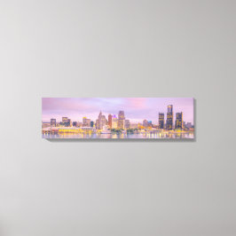 Detroit Skyline Sunset Uitzicht van Windsor Canvas Afdruk
