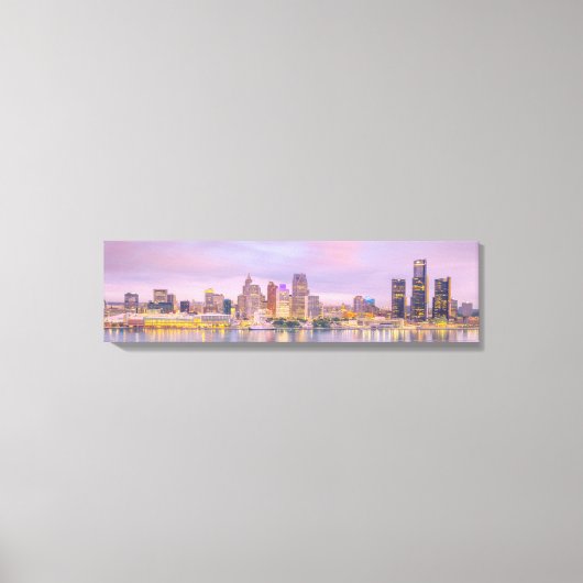 Detroit Skyline Sunset Uitzicht van Windsor Canvas Afdruk (Voorkant)