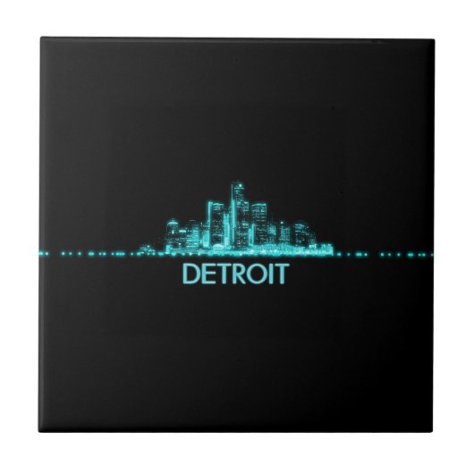 Detroit Skyline Tegeltje (Voorkant)