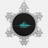 Detroit Skyline Tin Sneeuwvlok Ornament (Voorkant)