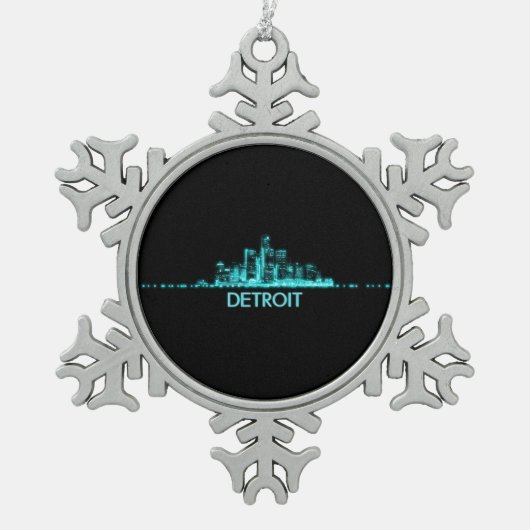 Detroit Skyline Tin Sneeuwvlok Ornament (Voorkant)