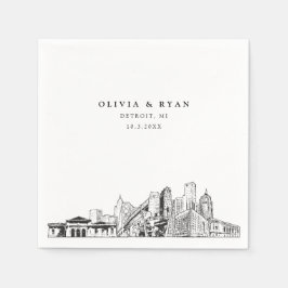 Detroit Skyline Trouwpapier Cocktail servet