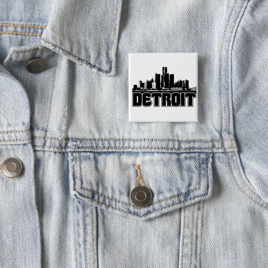 Detroit Skyline Vierkante Button 5,1 Cm (In situ)