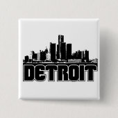 Detroit Skyline Vierkante Button 5,1 Cm (Voorkant)