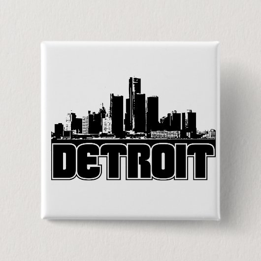 Detroit Skyline Vierkante Button 5,1 Cm (Voorkant)