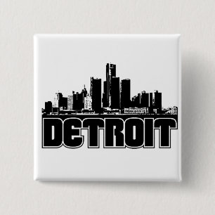 Detroit Skyline Vierkante Button 5,1 Cm