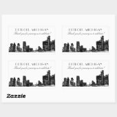 Detroit Skyline Zwart Art Deco Bruiloft Dank u Rechthoekige Sticker (Vel)