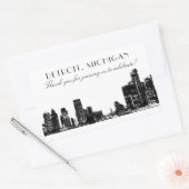 Detroit Skyline Zwart Art Deco Bruiloft Dank u Rechthoekige Sticker (Envelop)