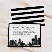 Detroit Skyline Zwart Art Deco Bruiloft Kaart